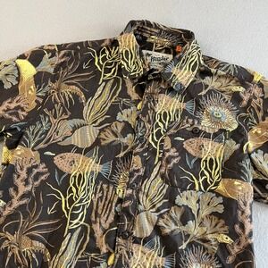 Howler Bros‎ Mens Small Short Sleeve Button Down Shirt Fish Coral Print